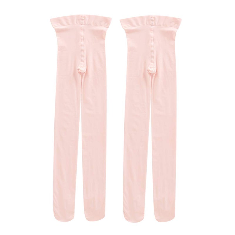 PAPPNTI 2 Pairs Girls' Ultra Soft Pro Dance Tights Ballet Footed Daily Student Tights (Toddler/Little Kid/Big Kid) Ballet Pink 5-7 Years - Image 3